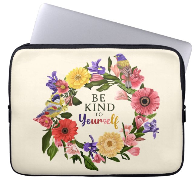 Niedlich Seien Sie nett zu sich selbst Liebe Blume Laptopschutzhülle (Vorderseite)