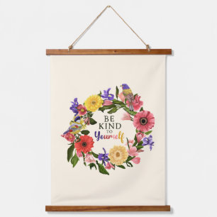 Niedlich Seien Sie nett zu sich selbst Liebe Blume Wandteppich Mit Holzrahmen