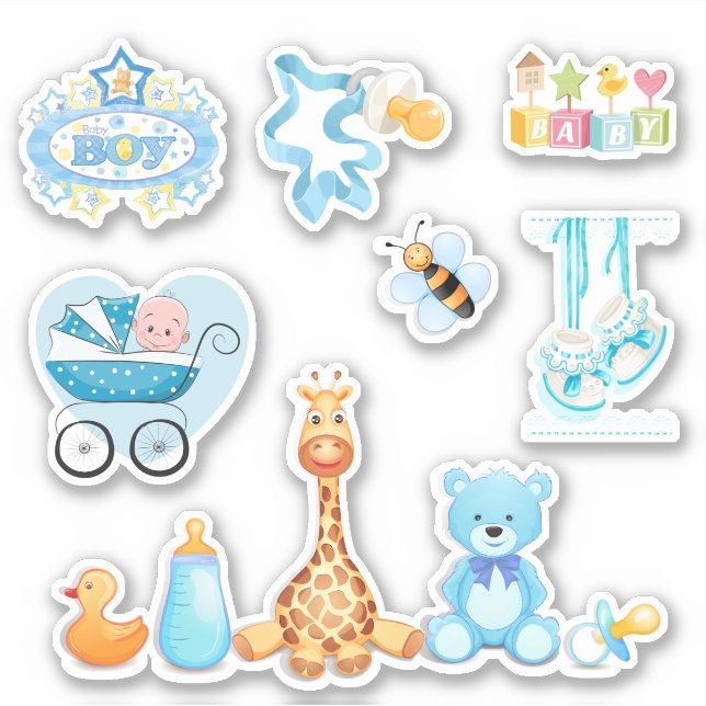 Niedlich sein Baby Blue Baby Announcement Stickers Aufkleber (Vorderseite)