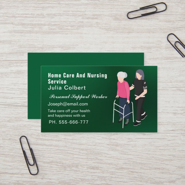 Niedlich Senior Companion oder Ältere Betreuung gr Visitenkarte (Vorderseite/Rückseite Beispiel)