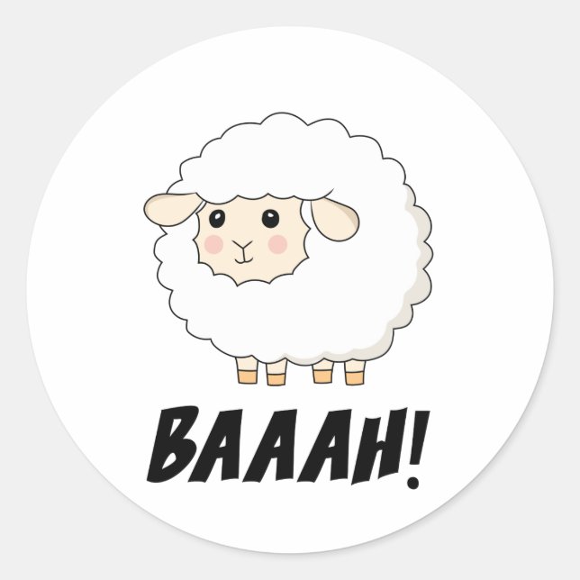 Niedlich Sheep Baaah Runder Aufkleber (Vorderseite)