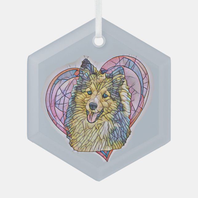 Niedlich Sheltie Hund Mama Lover Herz Ornament Aus Glas (Vorderseite)
