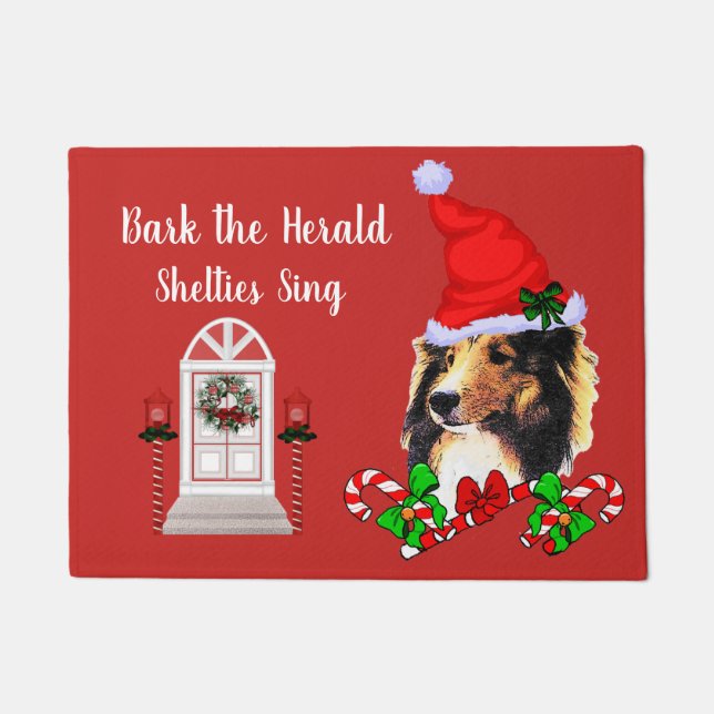Niedlich Sheltie Weihnachten Fußmatte (Vorderseite)
