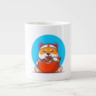 Niedlich Shiba Inu Eating Ramen Noodle Cartoon-230 Jumbo-Tasse