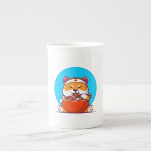 Niedlich Shiba Inu Eating Ramen Noodle Cartoon-230 Prozellantasse