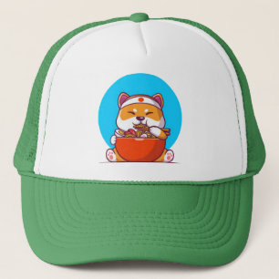 Niedlich Shiba Inu Eating Ramen Noodle Cartoon-230 Truckerkappe