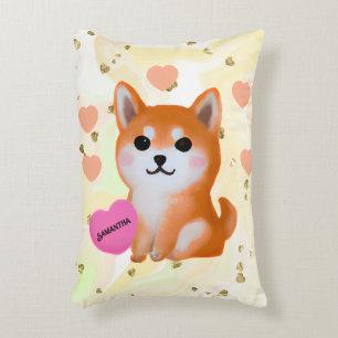 Niedlich Shiba Inu Hearts   Für Hunde Dekokissen