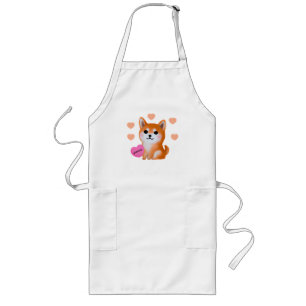 Niedlich Shiba Inu Hearts   Für Hunde Lange Schürze
