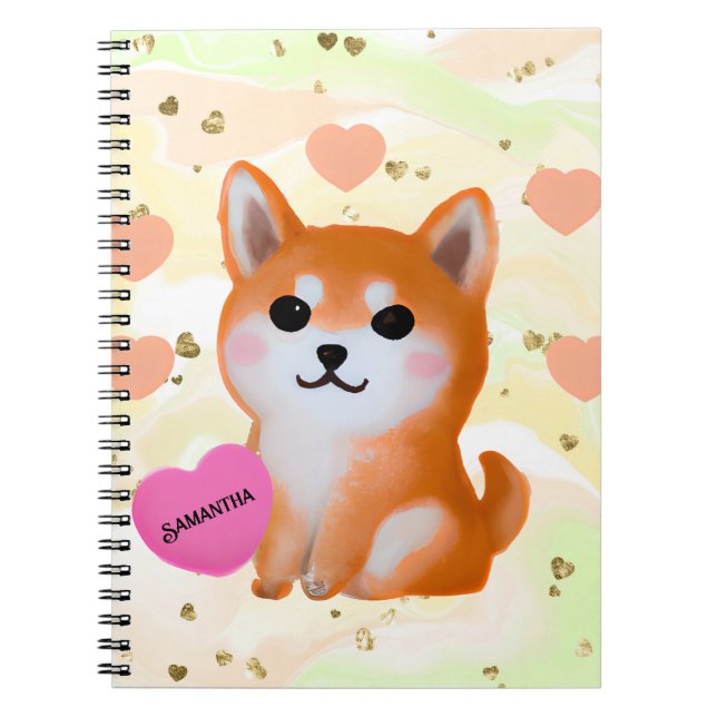 Niedlich Shiba Inu Hearts | Für Hunde Notizblock (Vorderseite)