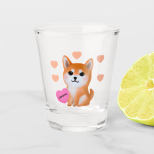 Niedlich Shiba Inu Hearts Für Hunde Schnapsglas