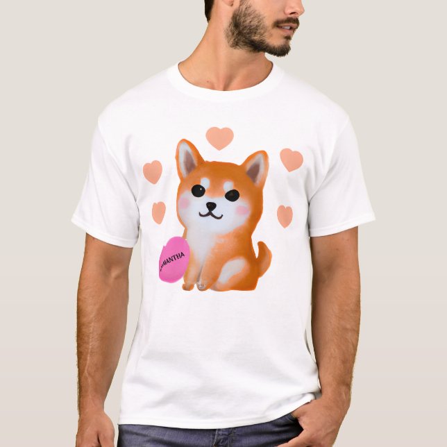 Niedlich Shiba Inu Hearts | Für Hunde T-Shirt (Vorderseite)