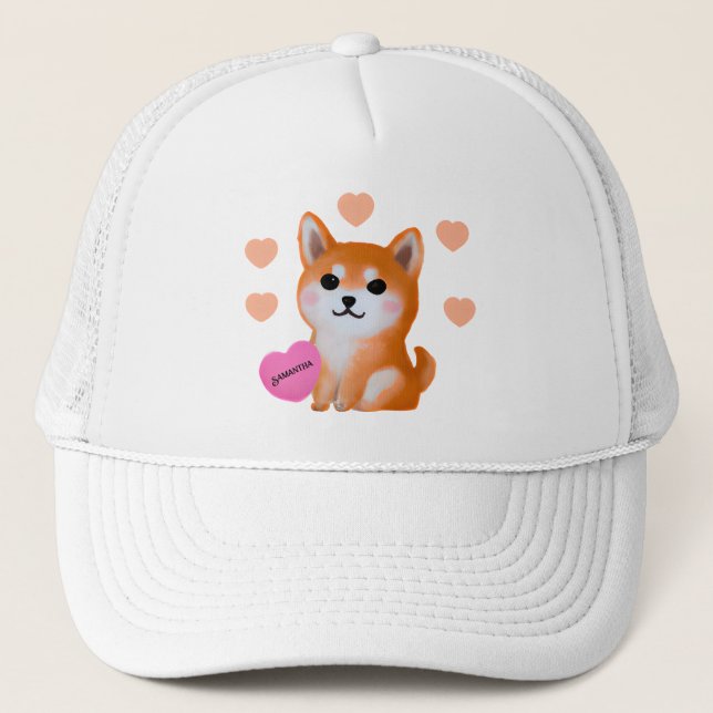 Niedlich Shiba Inu Hearts | Für Hunde Truckerkappe (Vorderseite)