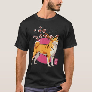 Niedlich Shiba Inu Kawaii Dog Cherry Blossom T-Shirt