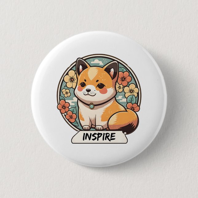 Niedlich Shiba Inu Pup Button (Vorderseite)