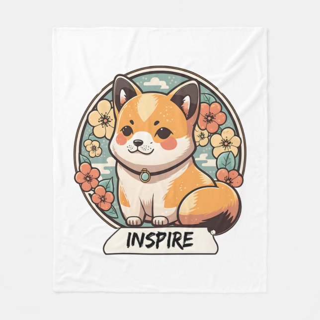 Niedlich Shiba Inu Pup Fleecedecke (Vorderseite)