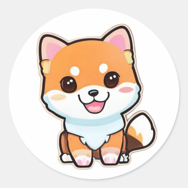 Niedlich Shiba Inu Runder Aufkleber (Vorderseite)
