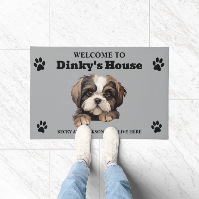 Niedlich Shih Tzu Dog Foto Fußmatte (Indoor)