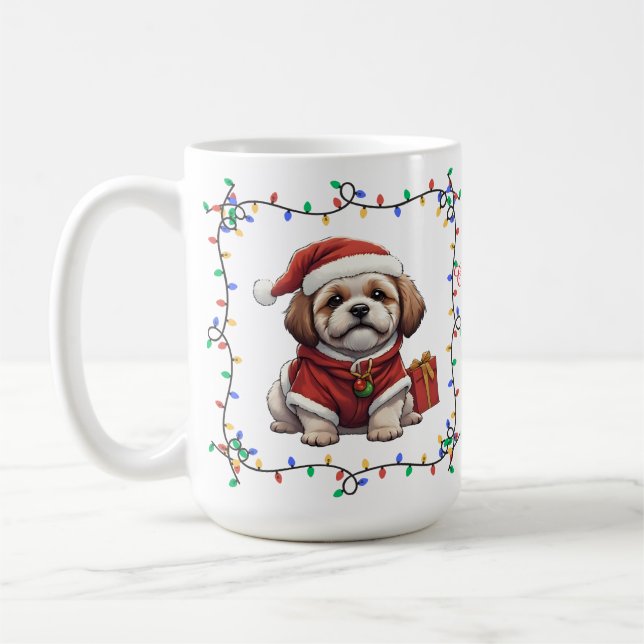 Niedlich Shih Tzu Weihnachts-Tasse Kaffeetasse (Links)