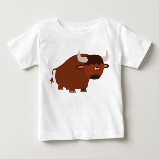 Niedlich Shy Cartoon Bull Baby T - Shirt (Vorderseite)