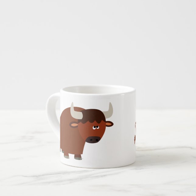 Niedlich Shy Cartoon Bull Espresso Tasse (Vorderseite Links)