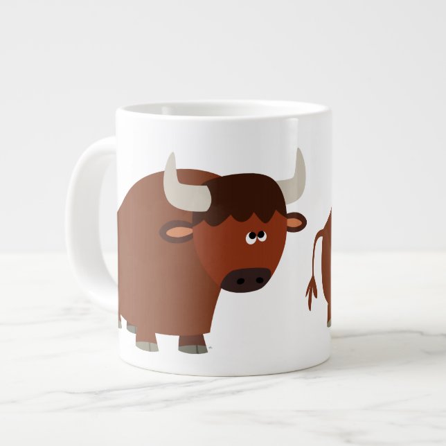 Niedlich Shy Cartoon Bull Jumbo Tasse (Vorderseite Links)