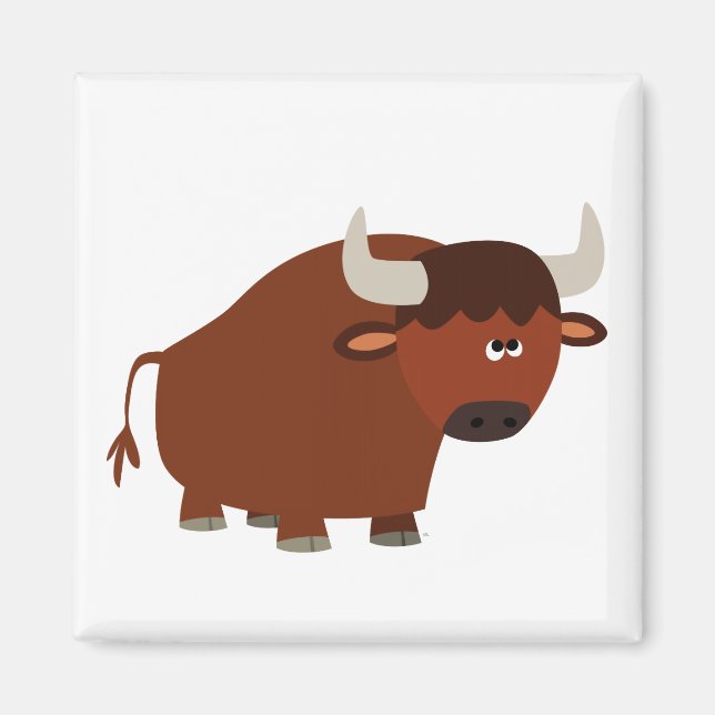 Niedlich Shy Cartoon Bull Magnet (Vorne)