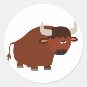 Niedlich Shy Cartoon Bull Sticker