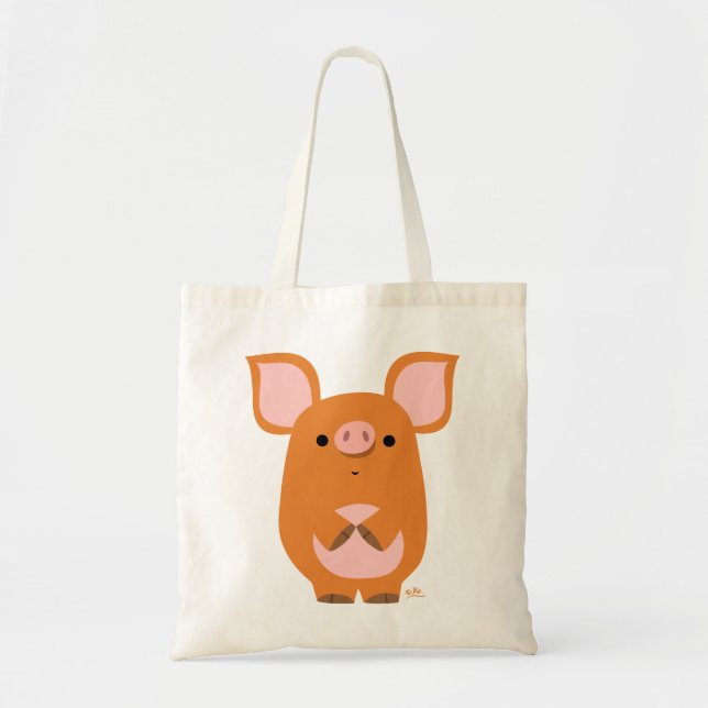 Niedlich Shy Cartoon Pig Bag Tragetasche (Vorne)