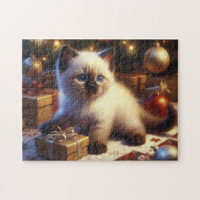 Niedlich Siamese Kitten Weihnachten (Horizontal)