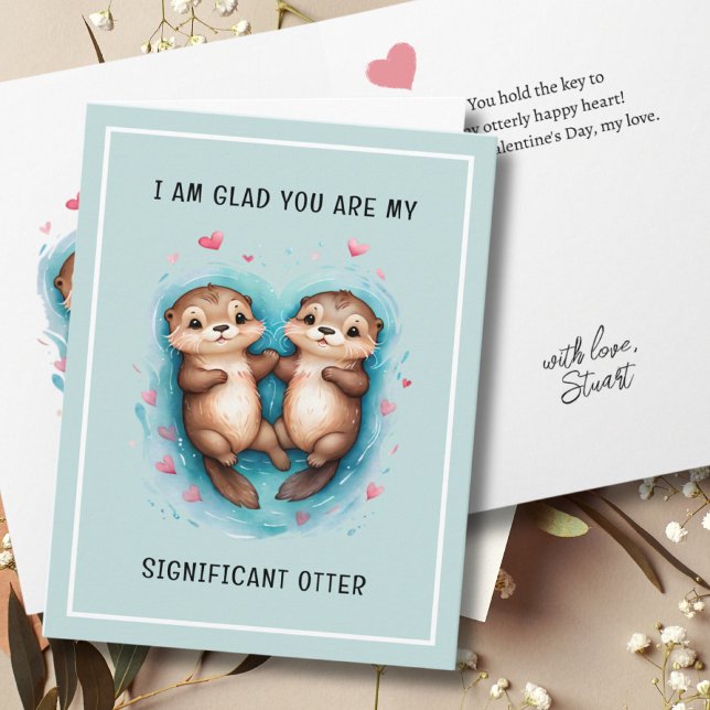 Niedlich Significant Otter Couple Funny Valentine Karte (Cute Significant Otter Couple Funny Valentine Card)