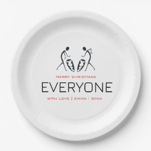 Niedlich, Silhouette Coconut Trees Muster Weihnach Pappteller