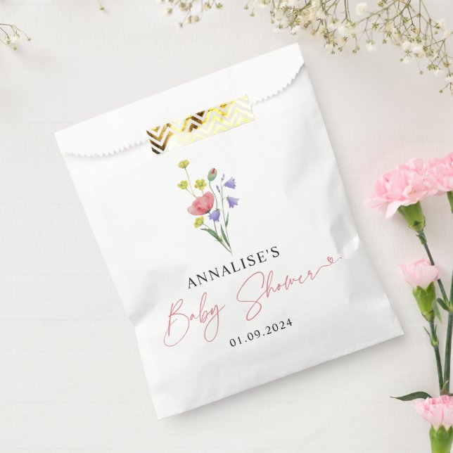 Niedlich Simples Wasserfarbe Wildblume Kinderdusch Geschenktütchen (Versiegelt)