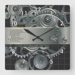 Niedlich simuliert alle Gänge und Metallwerkzeuge Quadratische Wanduhr