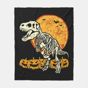 Niedlich Skeleton Dinosaur Trex Dino Pumpkins Moon Fleecedecke