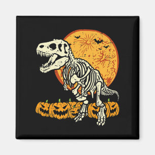 Niedlich Skeleton Dinosaur Trex Dino Pumpkins Moon Magnet