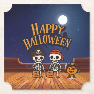 niedlich, Skelette und KürbisHalloween Untersetzer