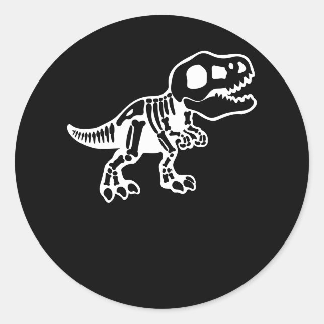 Niedlich Skeletton Halloween-Dinosaurier Runder Aufkleber (Vorderseite)