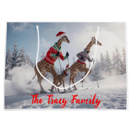 Niedlich Skigiraffe Familienweihnachtsfest Persona Große Geschenktüte