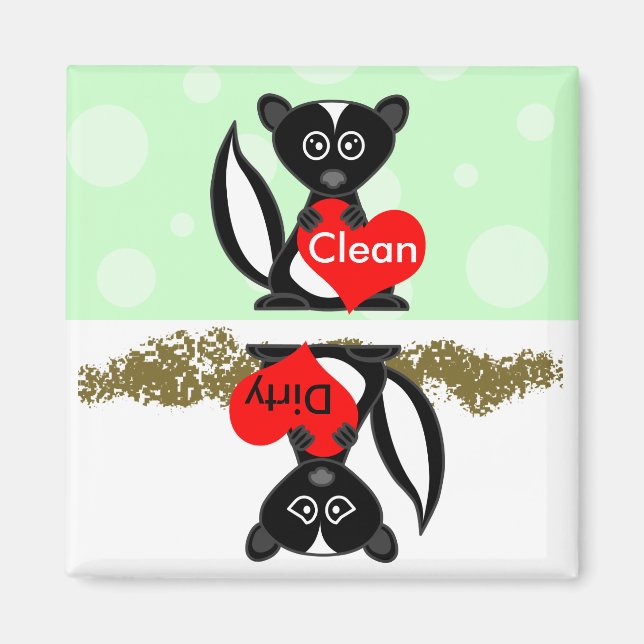 Niedlich Skunk Clean / Geschirrspülmaschine Magnet (Vorne)