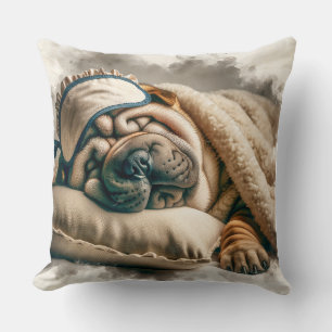Niedlich Sleeping Shar Pei Dog Kissen