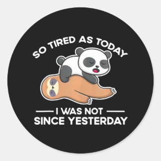 Niedlich Sleeping-Sloth Panda Funny Lazy Tired Runder Aufkleber