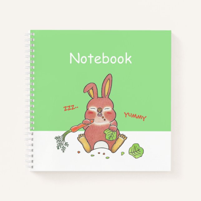 Niedlich Sleepy Bunny Square Custom Notebook Notizbuch (Vorderseite)