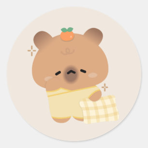 Niedlich Sleepy Capybara Runder Aufkleber