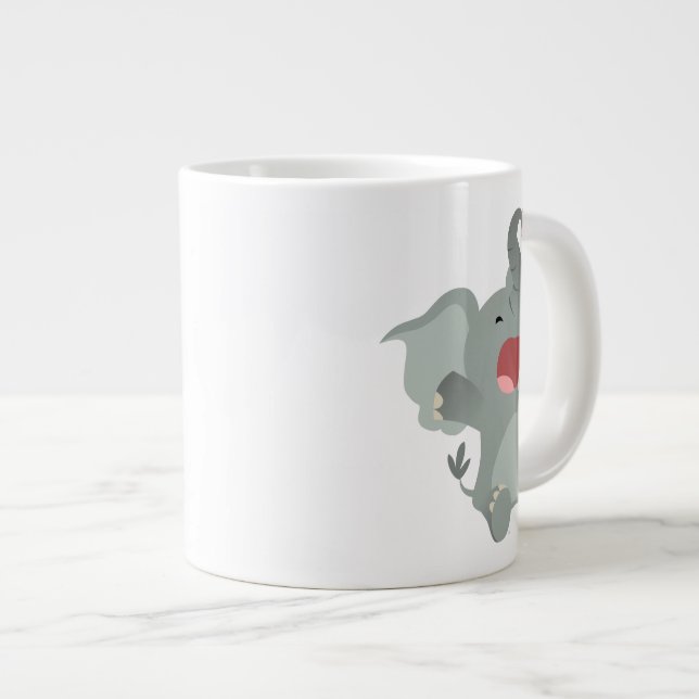 Niedlich Sleepy Cartoon Elephant Jumbo Tasse (Vorderseite Rechts)