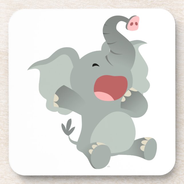 Niedlich Sleepy Cartoon Elephant Untersetzer Set (Vorderseite)