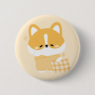 Niedlich Sleepy Corgi Button