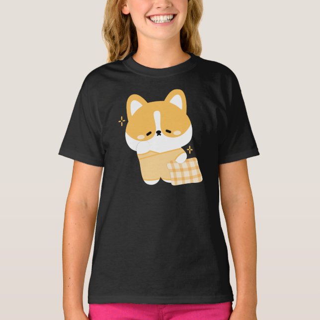 Niedlich Sleepy Corgi T-Shirt (Vorderseite)