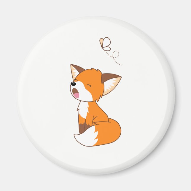 Niedlich Sleepy Little Fox Magnet (Vorne)