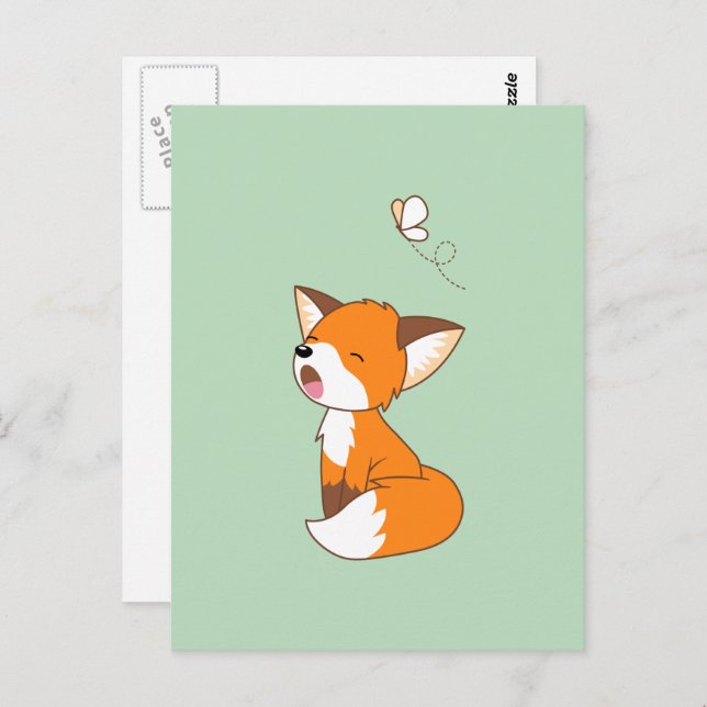 Niedlich Sleepy Little Fox Postkarte (Vorne/Hinten)