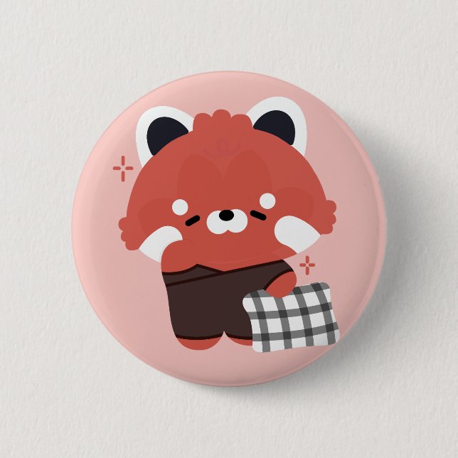 Niedlich Sleepy Red Panda Button (Vorderseite)